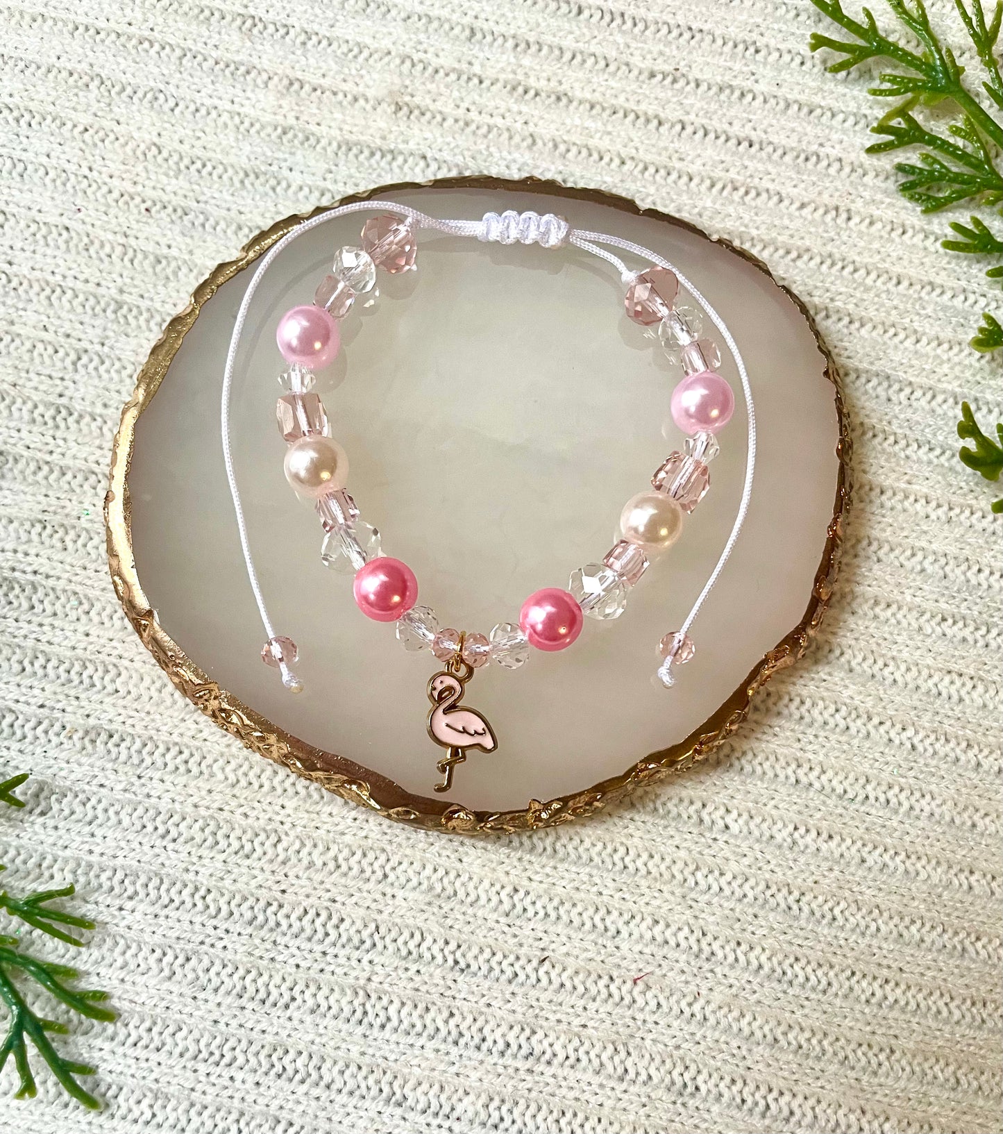 flamingo adjustable knotted bracelet