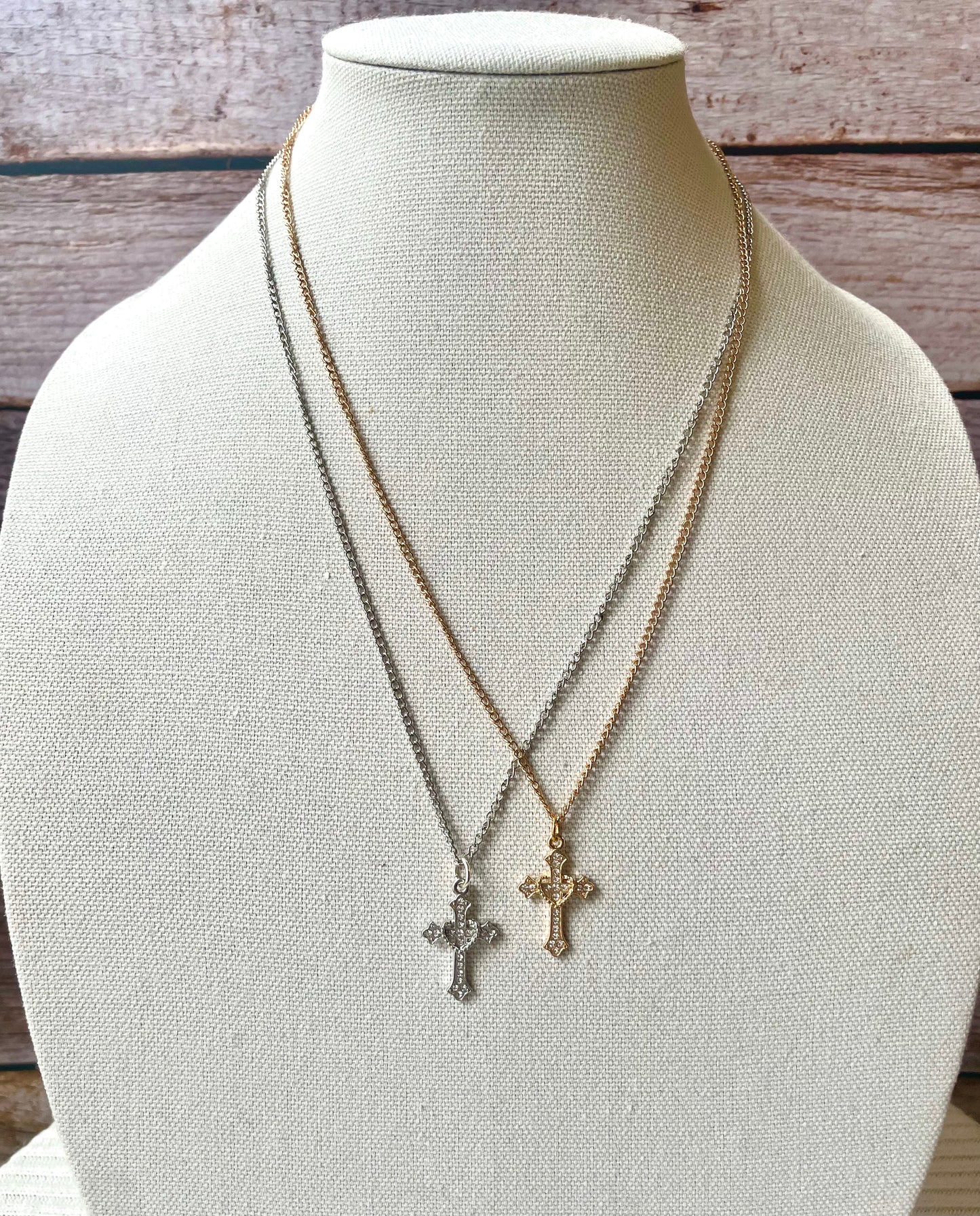 Heart wrapped cross necklace