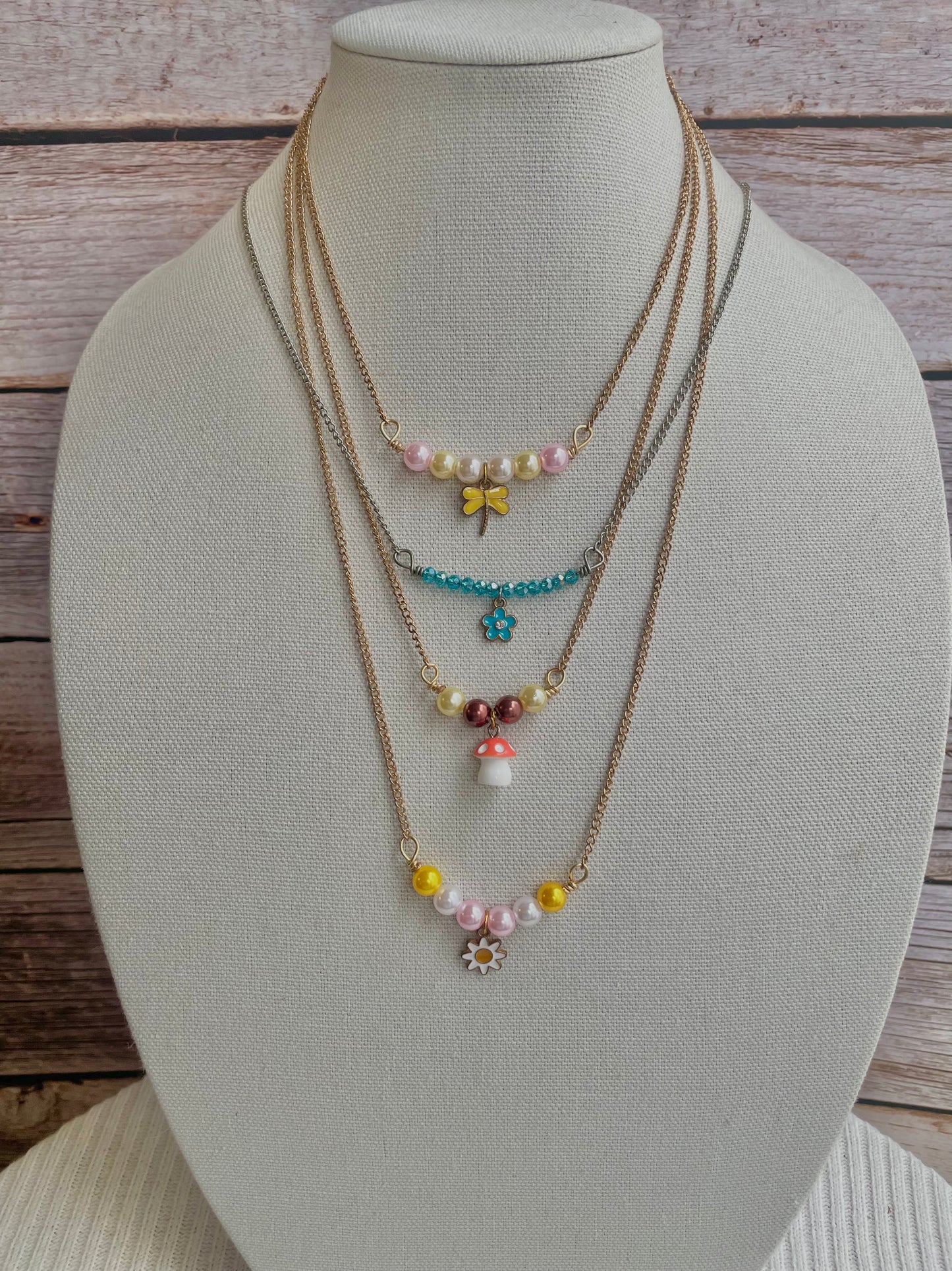 Beaded charm necklaces