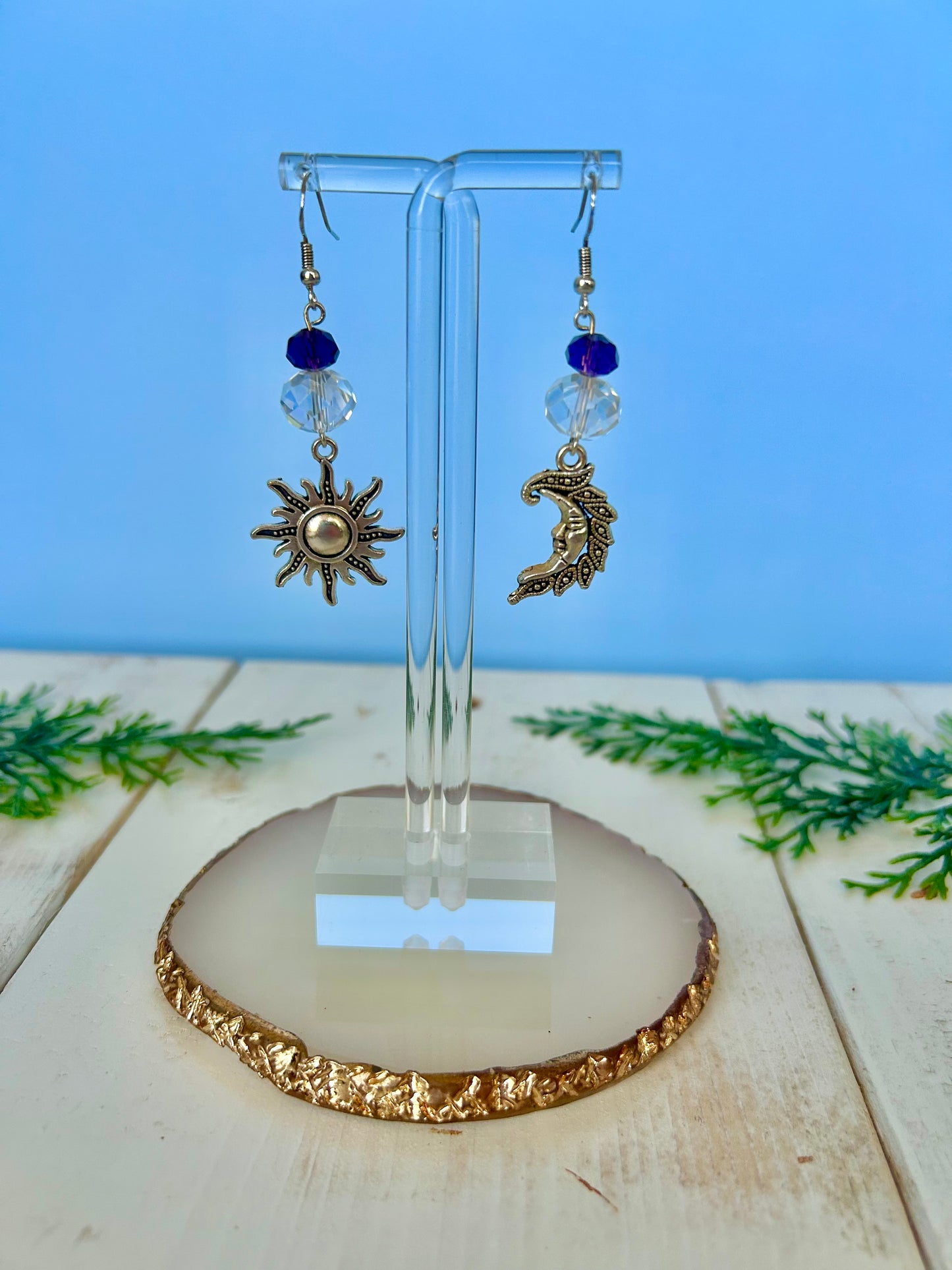 Sun 🌞 & moon 🌙 dangle earrings