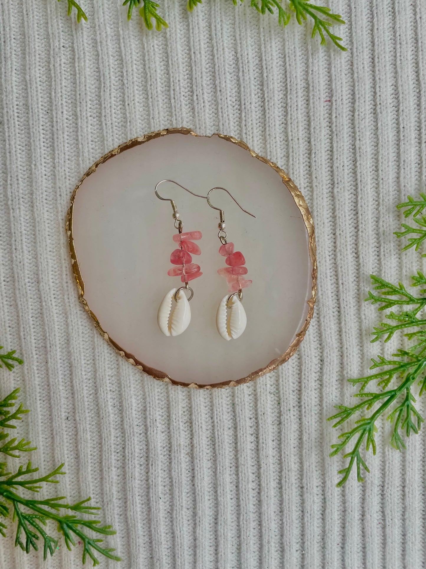 Cowrie shell crystal earrings