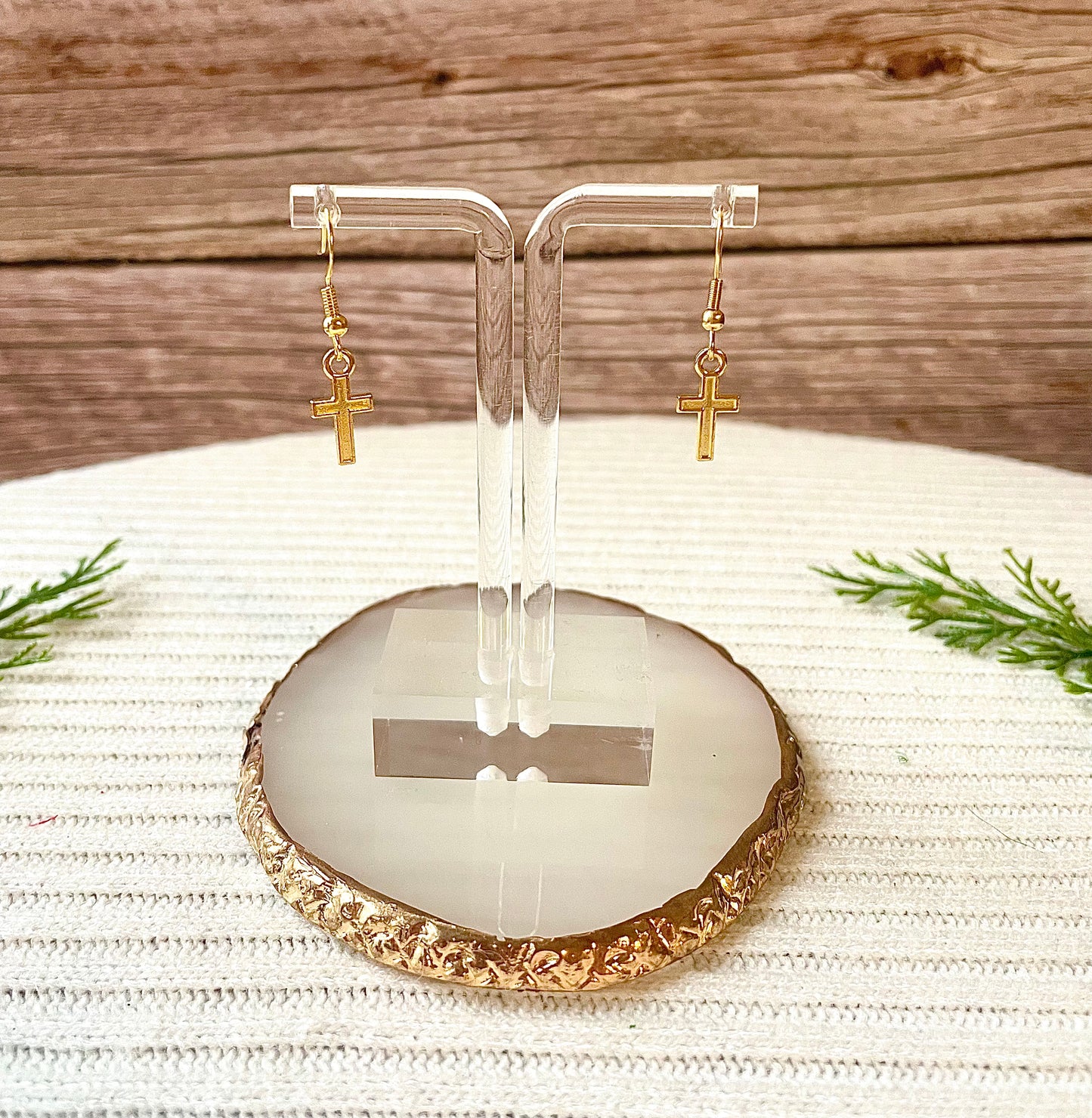 Small silver & gold cross earrings