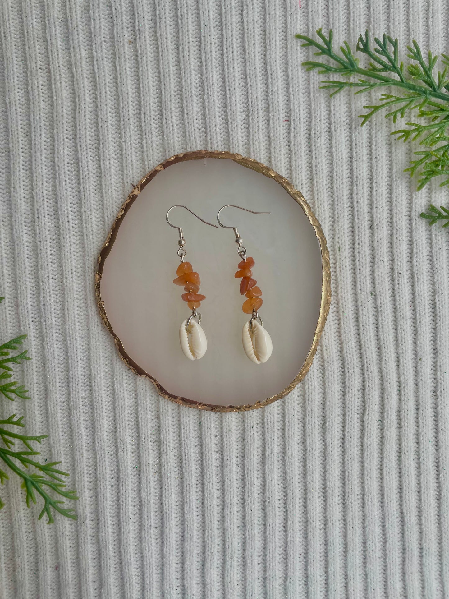 Cowrie shell crystal earrings