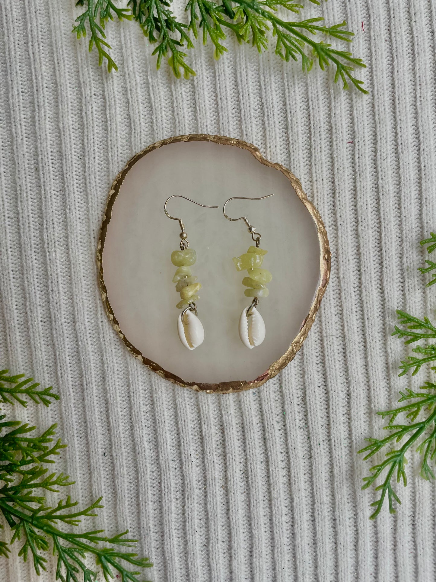 Cowrie shell crystal earrings