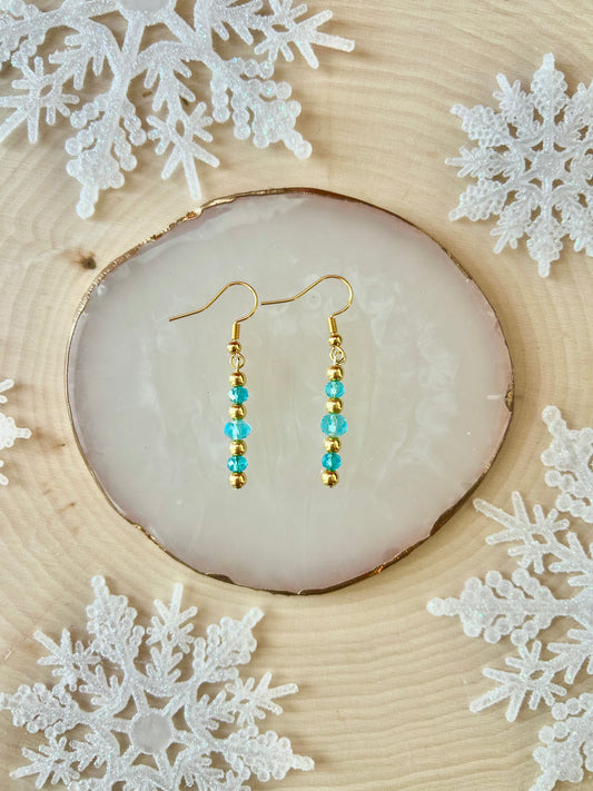 Turquoise & gold bead dangle earrings