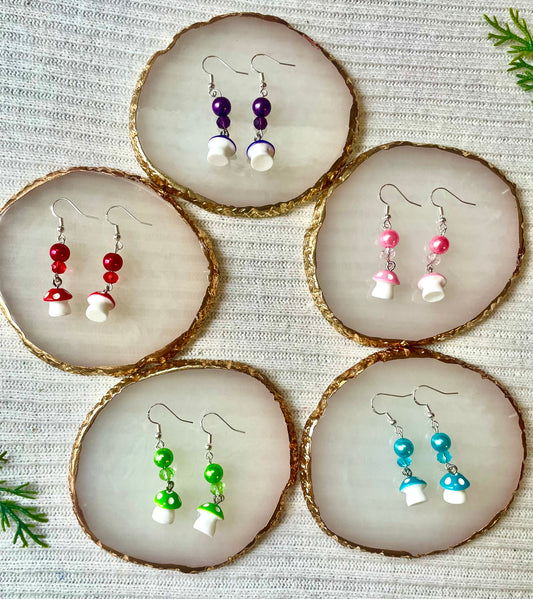 Colorful mushroom earrings