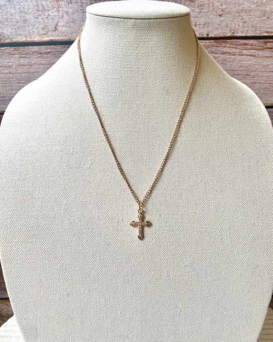 Gold Heart cross w/ rhinestones