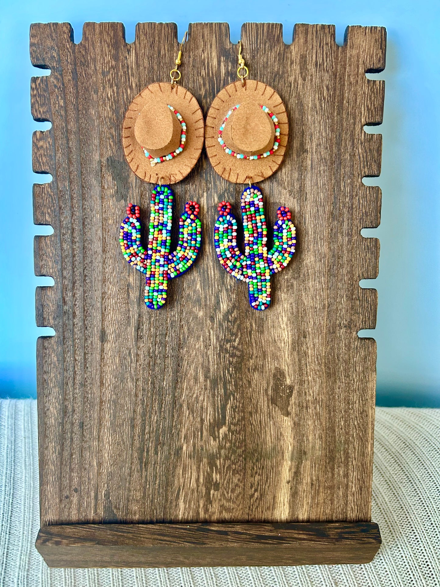 Cowboy hat & cactus dangle earrings