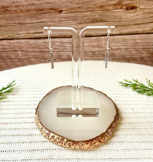 Small silver & gold cross earrings