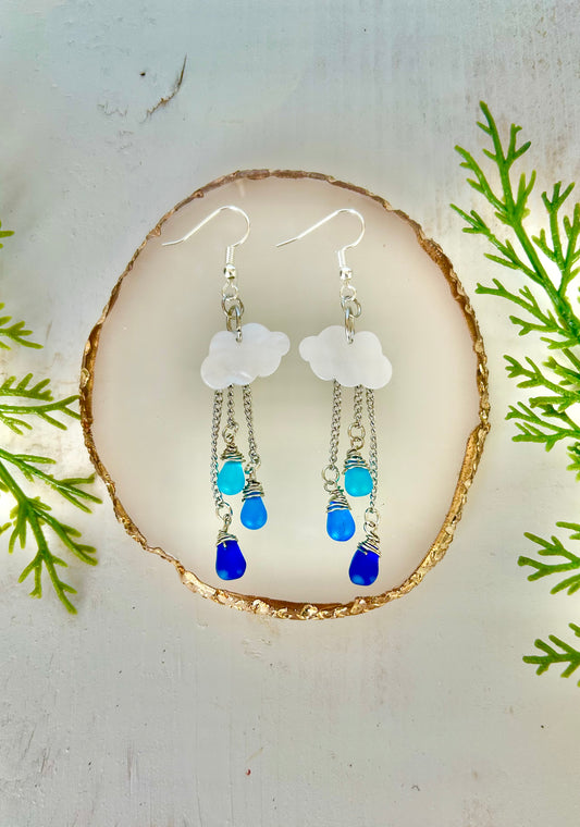 Cloud dangle raindrop earrings 🌧️