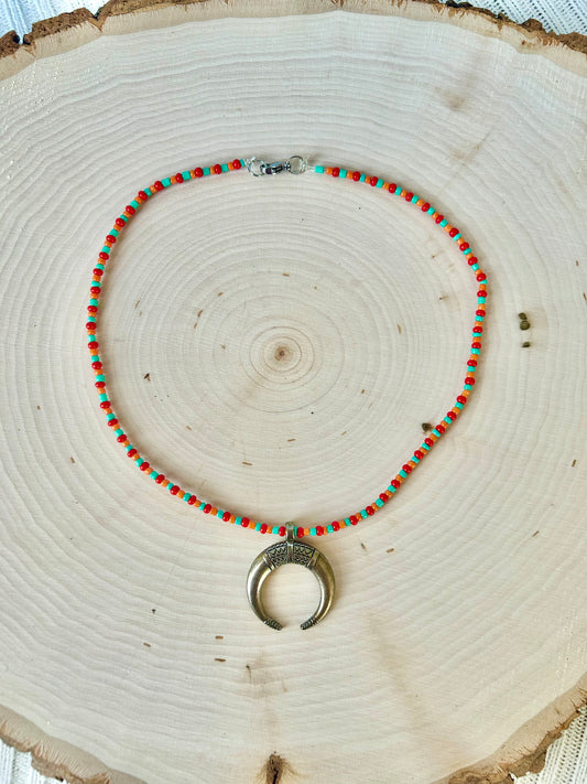 Western bull beaded necklace