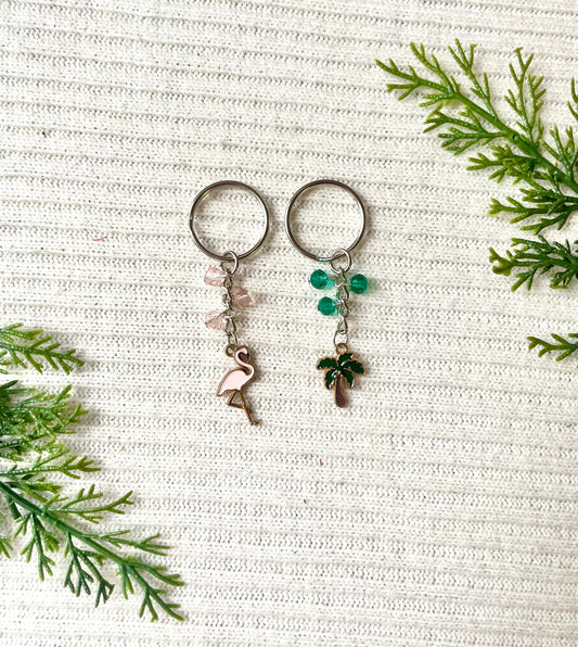 Keychains: Flamingo 🦩 & palm tree 🌴