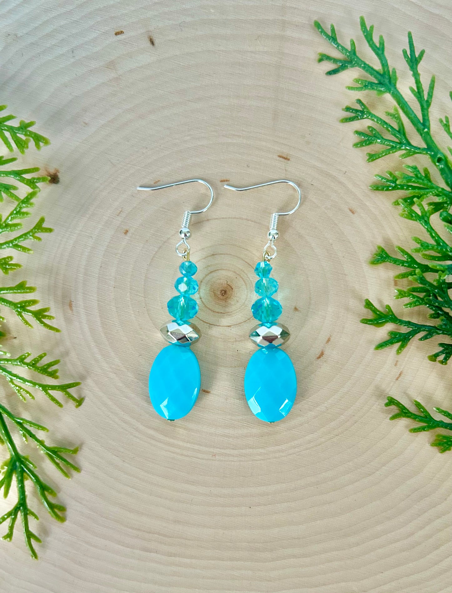 Turquoise disco dangle earrings 🪩🩵