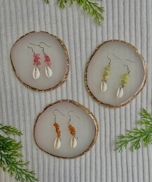 Cowrie shell crystal earrings