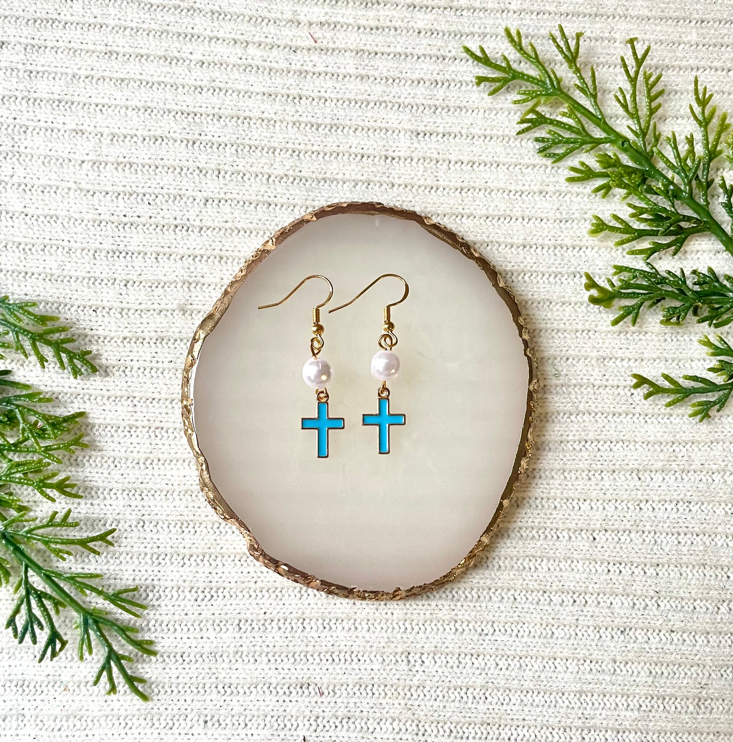 Colorful cross bead earrings