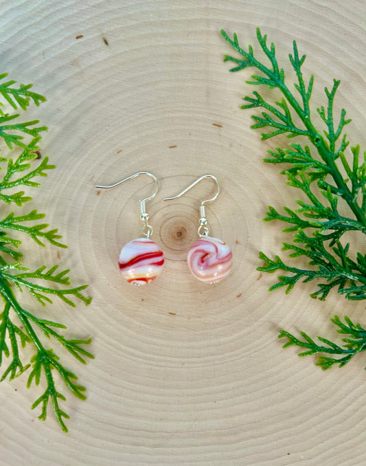 Red candy mint swirls earrings