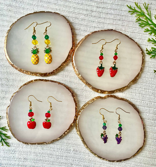 Fruit earrings🍍🍓🍇🍎