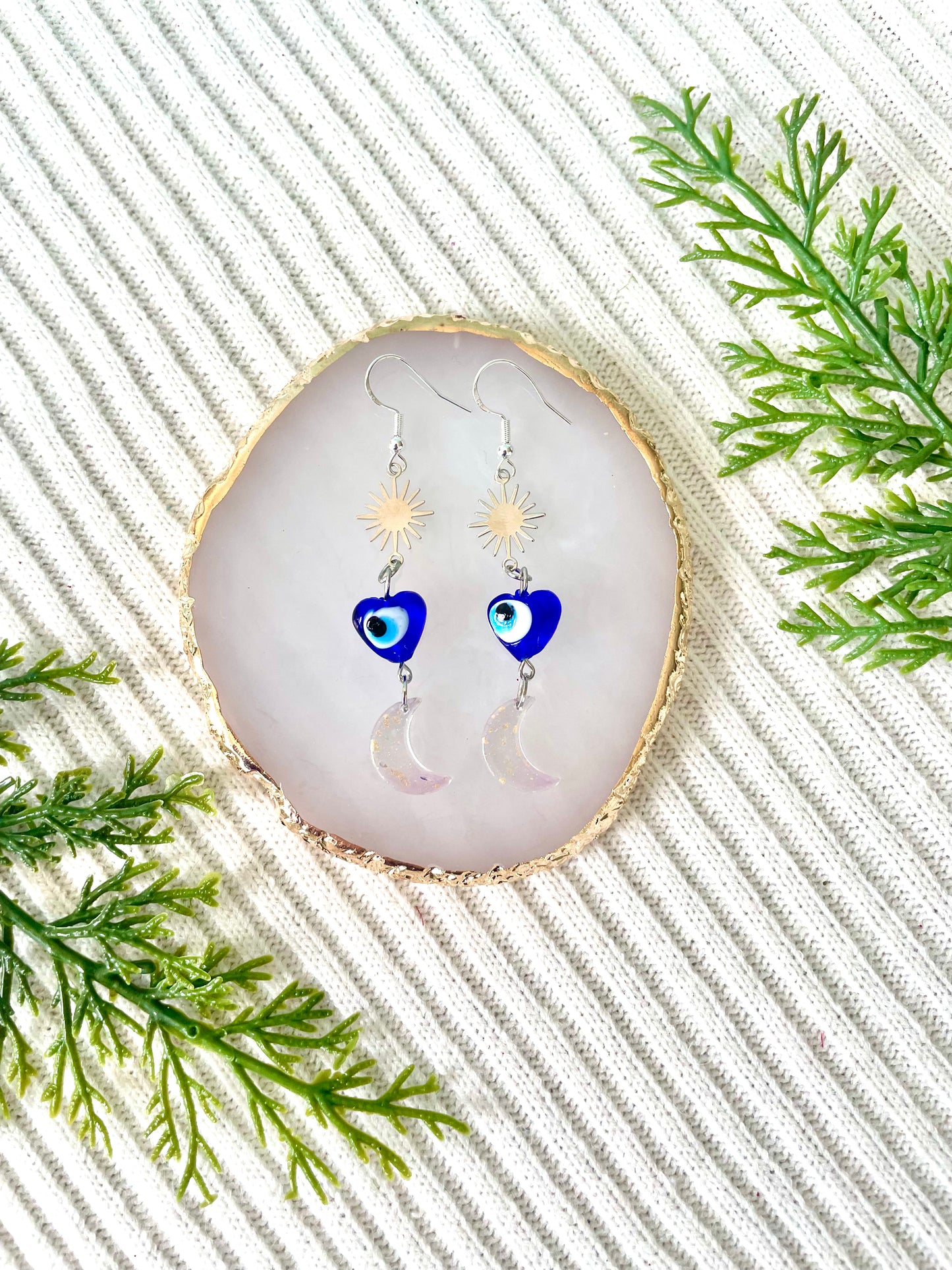 Evil eye 🧿 moon dangle earrings