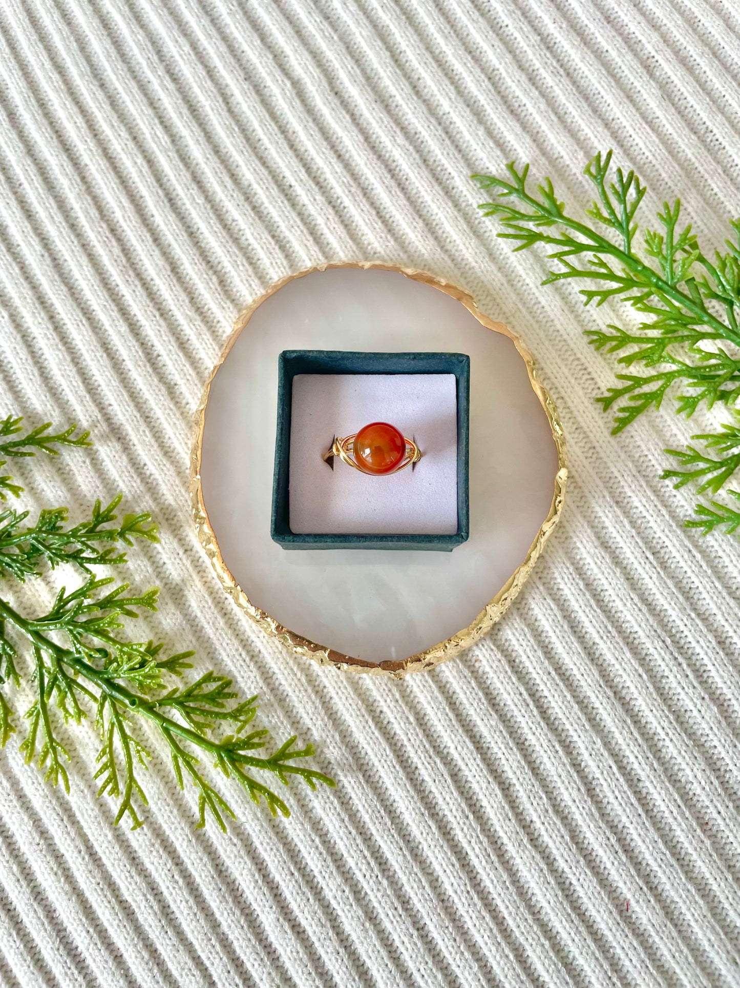 wire carnelian ring size 7